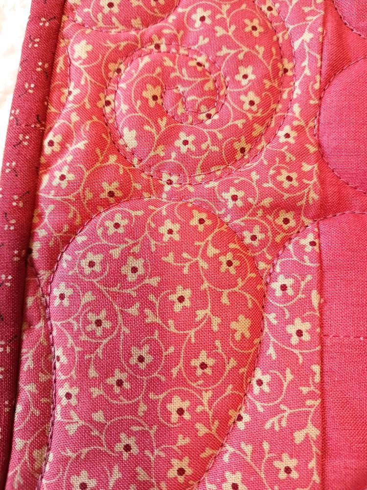 Pretty Handmade Patchwork Quilt Throw Blanket Diagonal Pattern Peach Rust 38x48"