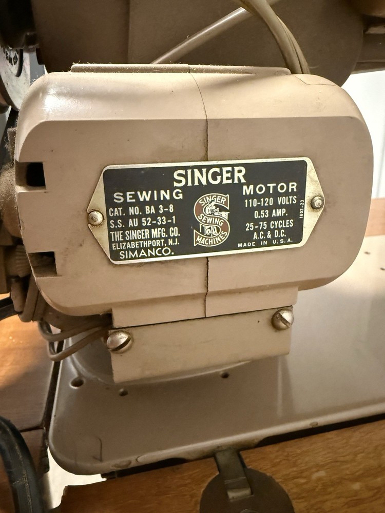 Vintage Mid Century Mod. Sewing Table & SINGER Model #306W Swing-Needle Machine