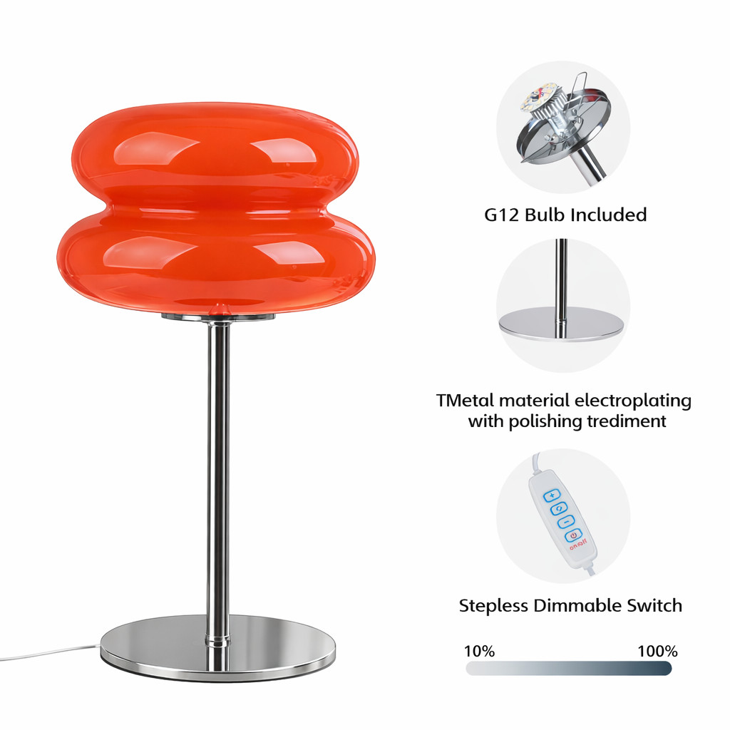 Macaron Glass Table Lamp Dimmable Bedside Night Light Bedroom Living Room Decor