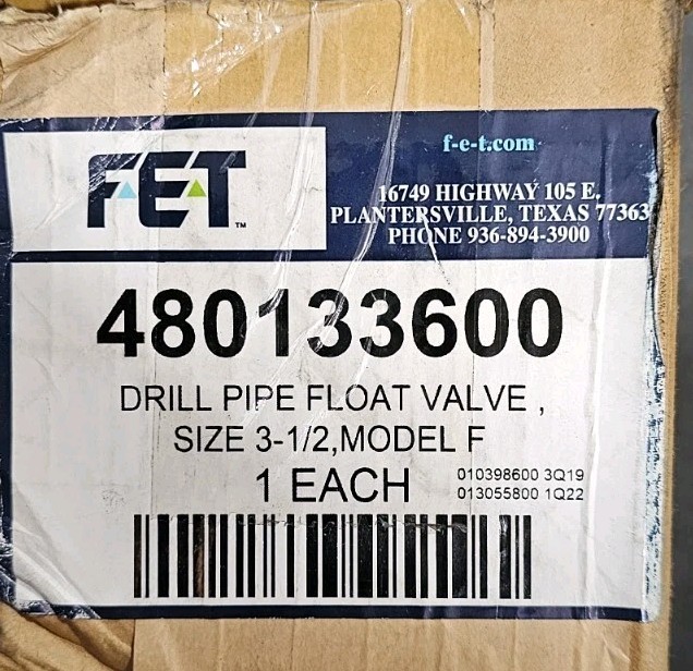 FET DRILL PIPE FLOAT VALVE 3.5" MODEL F 480133600