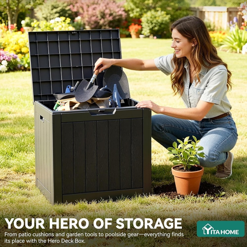 Versatile 30 Gallon Outdoor Storage Box - Waterproof & Rust-Resistant Deck Chest