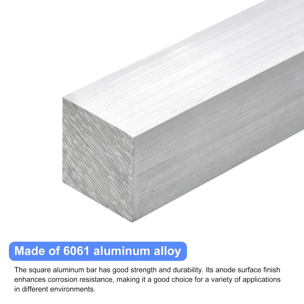 Square Aluminum Flat Bar, 2" Thickness 2" Width 6" Length