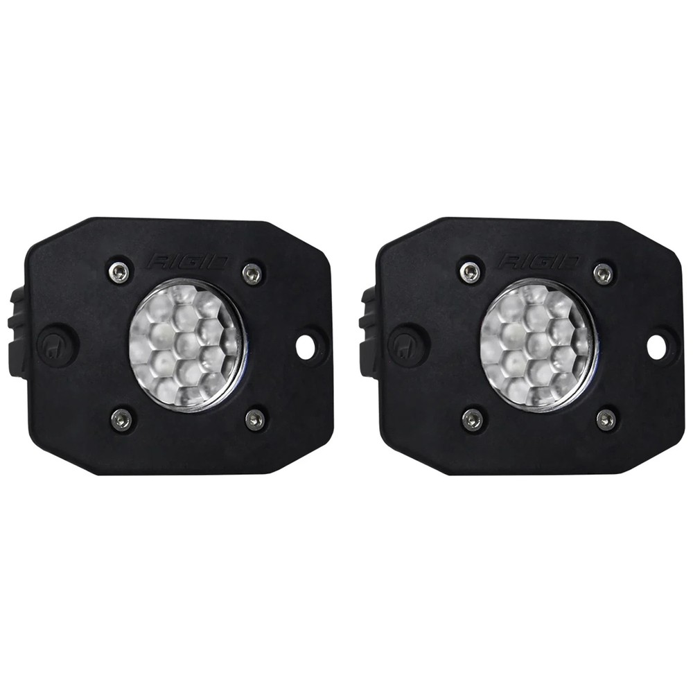 Rigid 20641 Ignite Flood Diffused White Rectangle LED Lights Pair Kit Set Black
