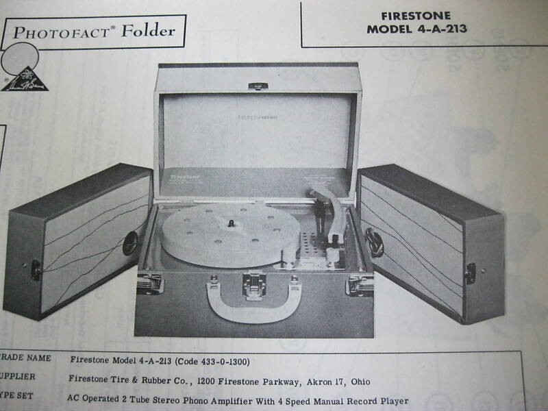 FIRESTONE 4-A-213 PHONOGRAPH RECORD PLAYER PHOTOFACT