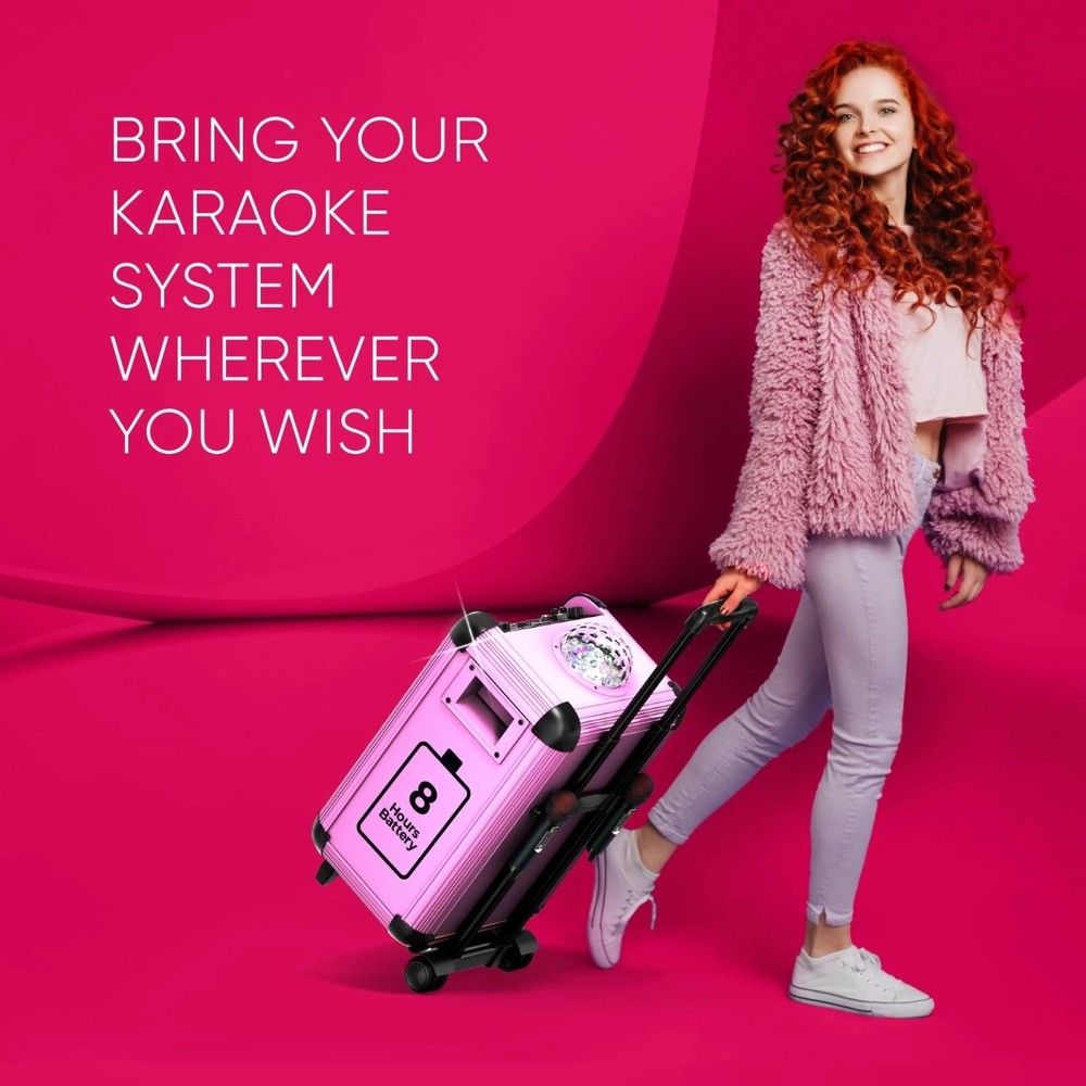 Portable Karaoke Machine Microphones Speaker Disco Ball Bluetooth Singing System