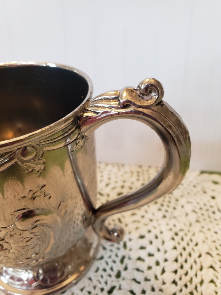 Corbell And Co. Repousse Silverplate Cup Detailed Very Heavy Excellent Condition