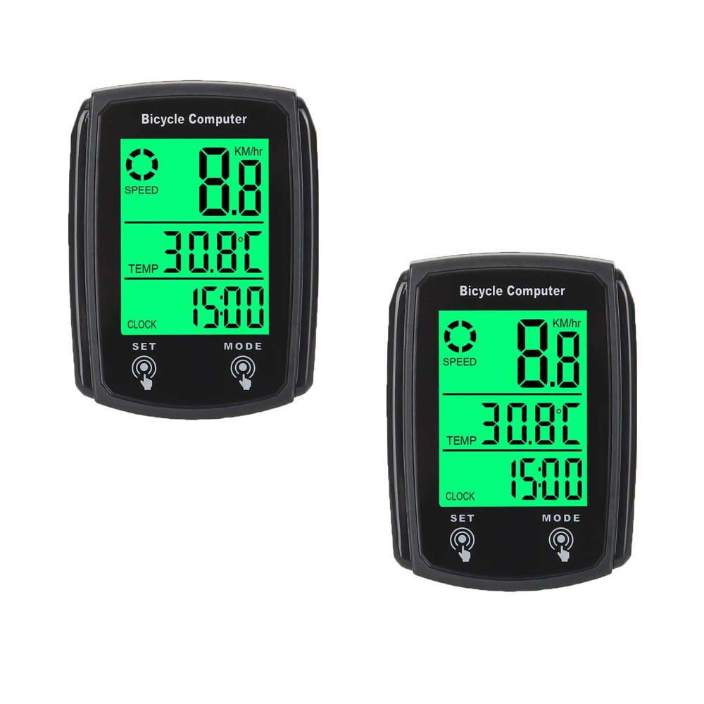 2X Waterproof Wired LCD Digital Cycle Bike Computer Bicycle Speedometer Odometer