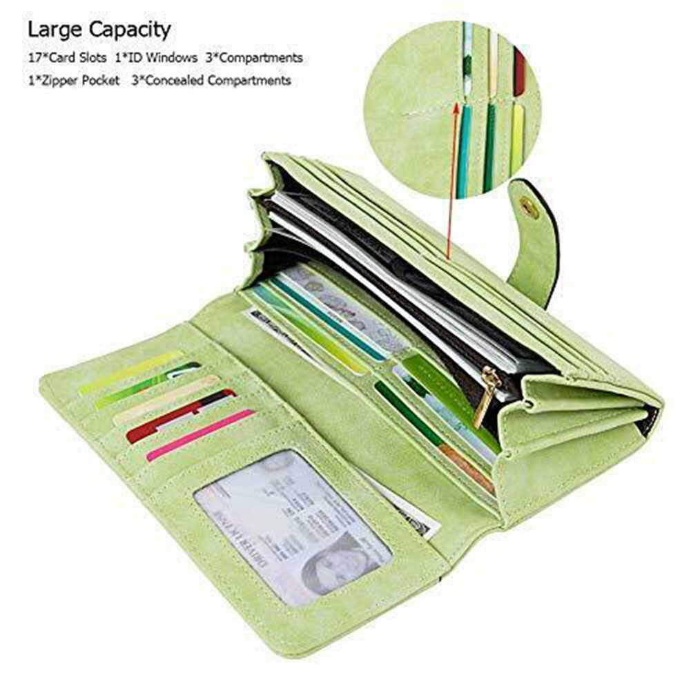 Women Soft Leather Wallet Long Clutch Pocket Credit Card Holder Purse Handbag US