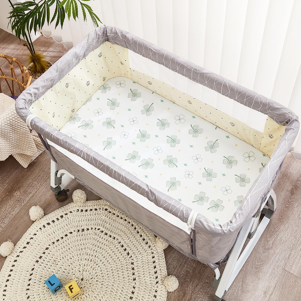 4 Pack Bassinet Sheets - 35"x20" Bedside Large - Sleeper, Green