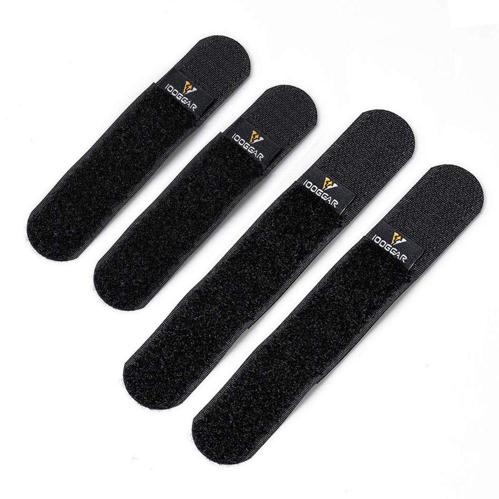 IDOGEAR Tactical Hook  Loop Reusable Straps Black - 2 Small + 2 Medium 4 pcs