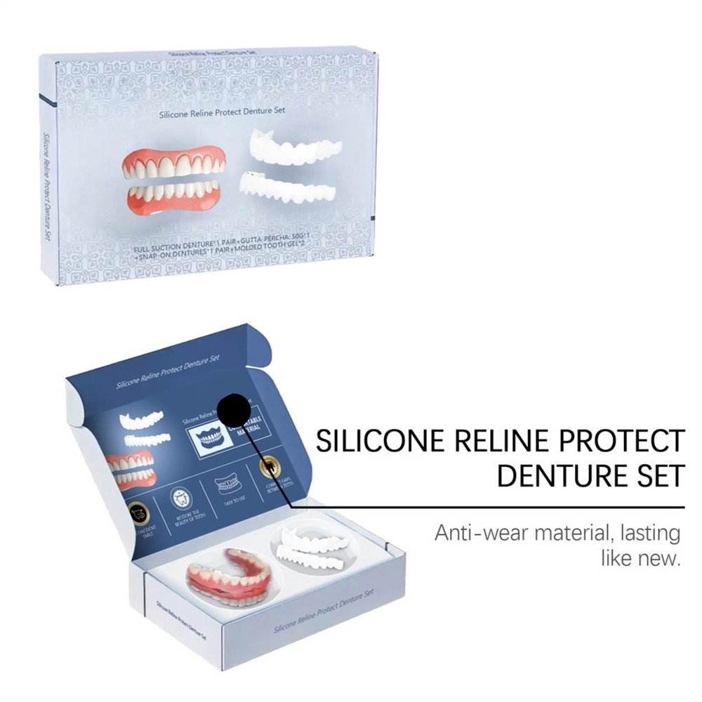 Easy Denture Top and Bottom Denture Solution Improve Smile Denture Full Set