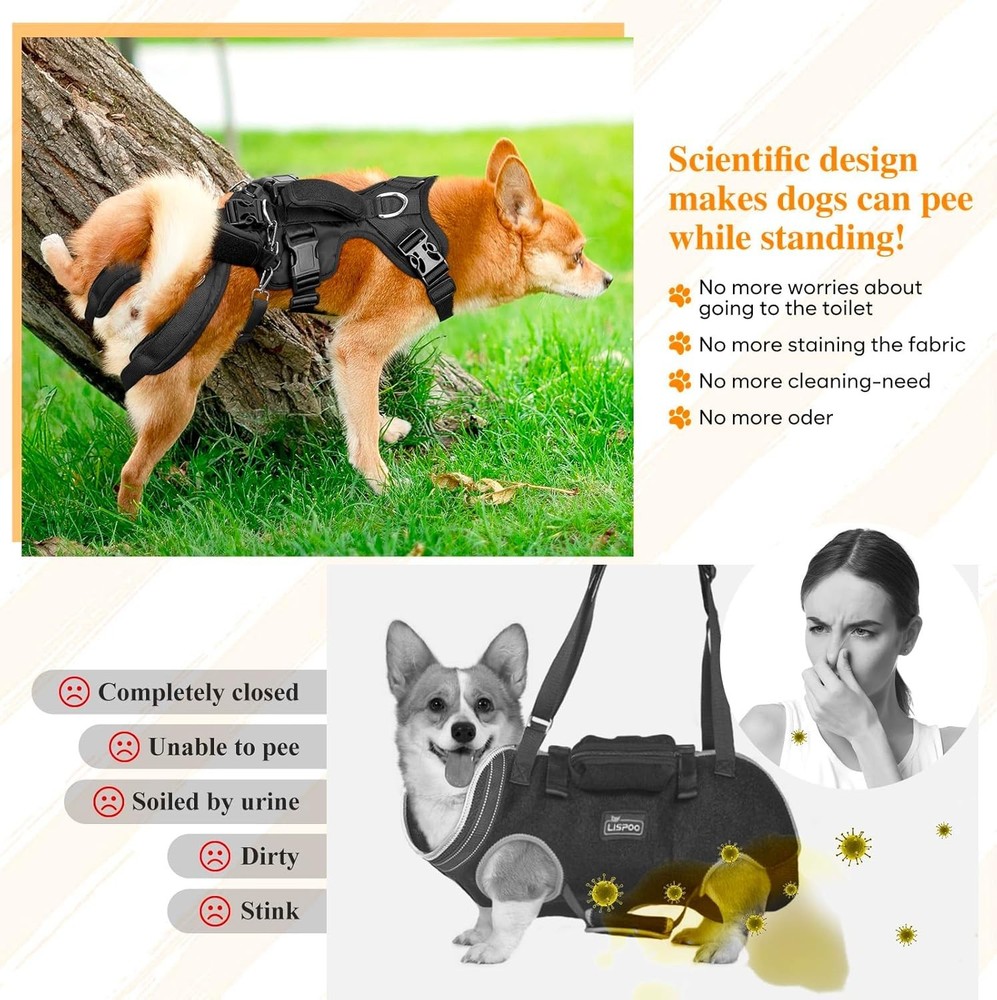 Ultimate Pee-Able Dog Lift Harness for Large/Medium Dogs - Easy Adjustability