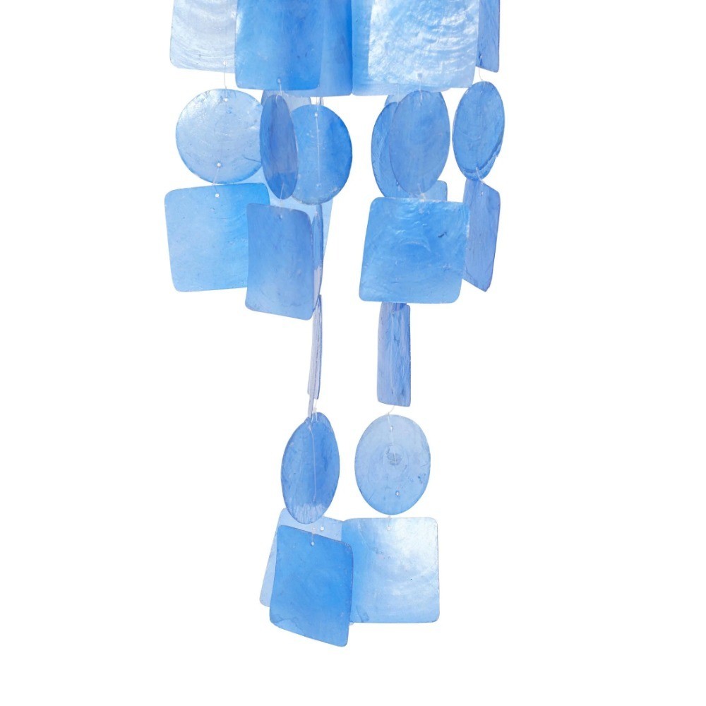 Blue Capiz Waterfall Geometric Wind Chime with Hanging Decorations