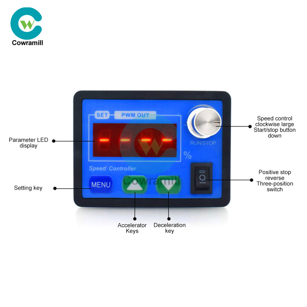DC6-55V 20A DC Motor Speed Controller with Forward & Reverse Soft Start & Stop