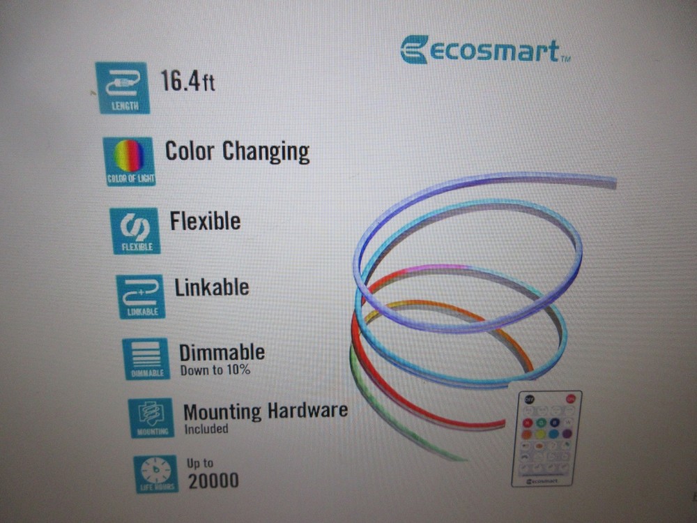 EcoSmart 16.4 ft. RGBWIC Dynamic Color Changing Dimmable Linkable String Light