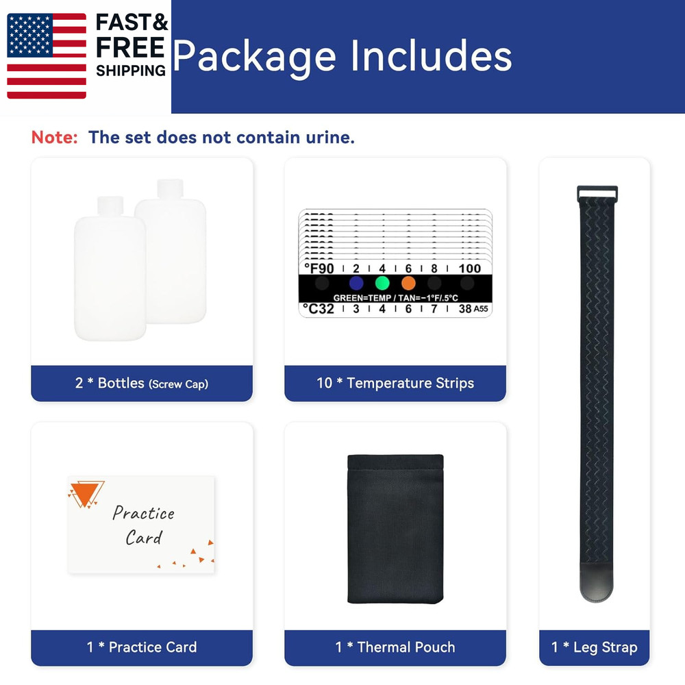 Thinner Urine Test Complete Kit - 3.5Oz Translucent Empty Bottle, Non-Falling an