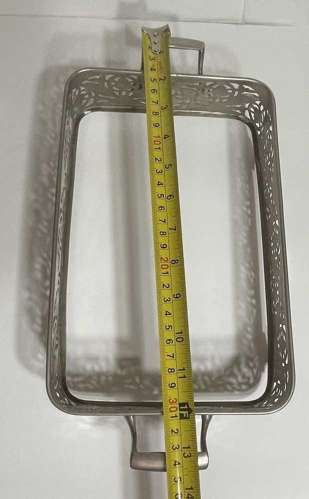 Vtg Footed Rectangular Serving Tray With Pyrex Serving Dish