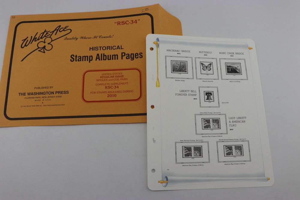 2010 RSC-34 White Ace Stamp collection Album pages Supplement