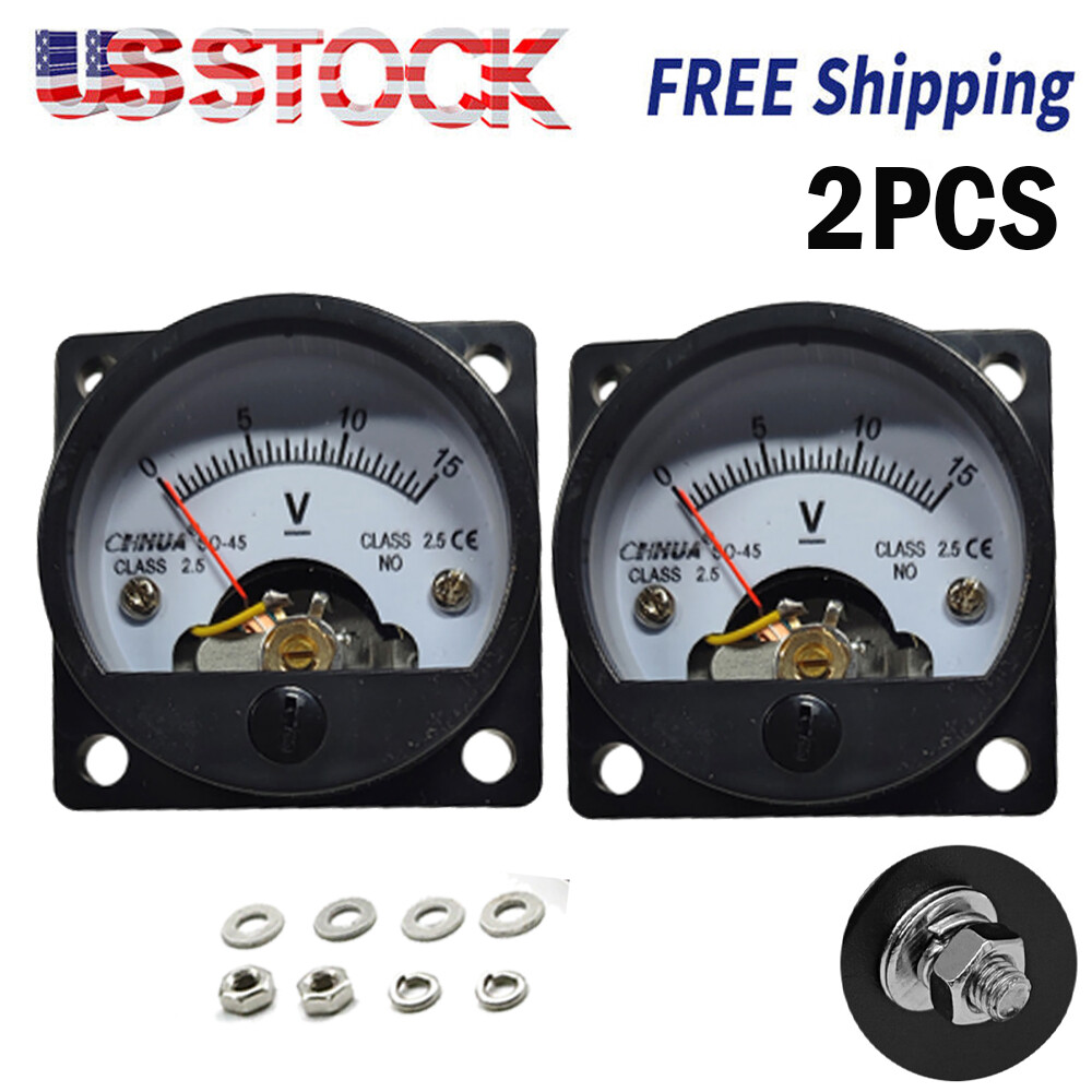 2pc DC 0-15V Analog Voltmeter Analogue Voltage Panel Meter SO45 Directly Connect