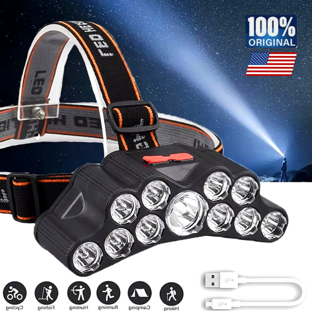 Super Bright LED Headlamp Rechargeable Headlight Head Torch Work Lamp Flashlight
