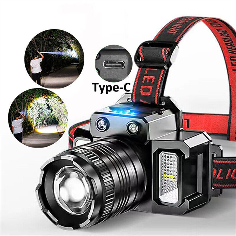 USB Rechargeable Headlight Outdoor Flashlights 2 Pack Powerful LED Head Torches