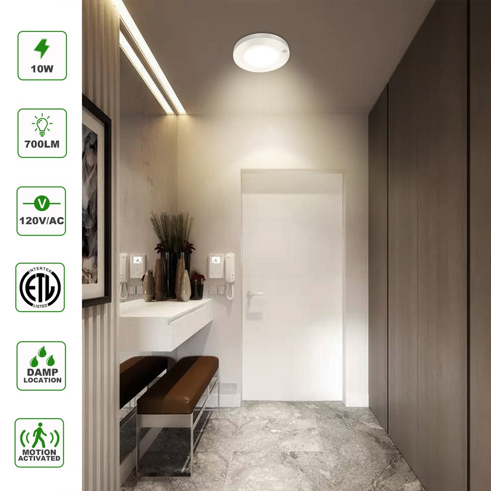 6Inch PIR Motion Sensor LED Disk Closet Light Dimmable Ceiling Night Light Lamp