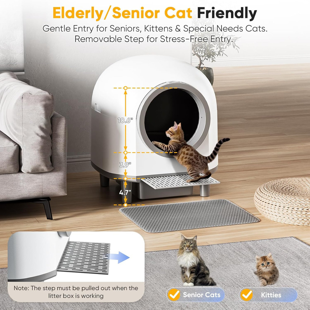 Self Cleaing Litter Box for Multiple Cats, 88L Large Smart Automatic Cat Litter