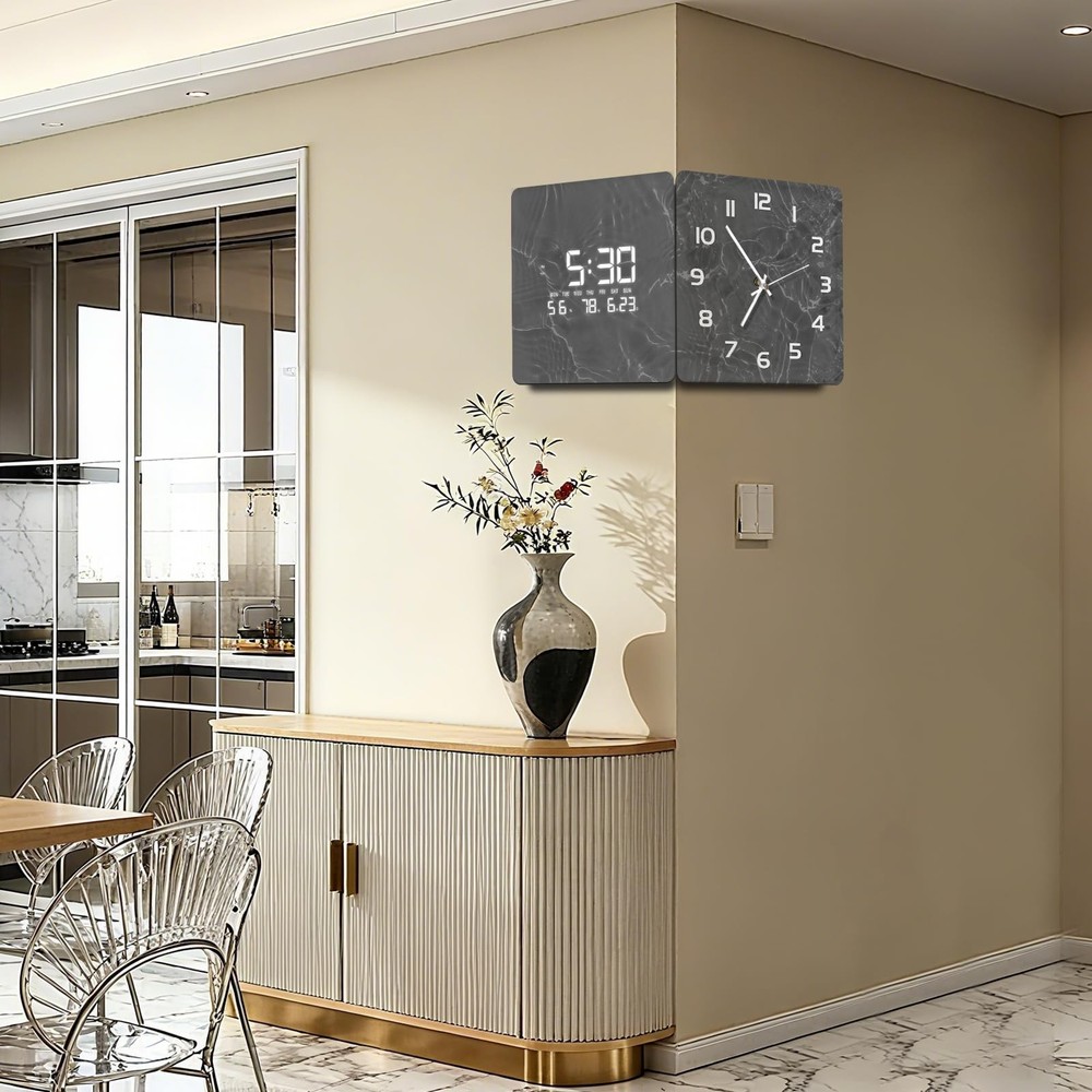 Electric Digital Wall Corner Clock with Temperature/Humidity//Time/Date Smart...