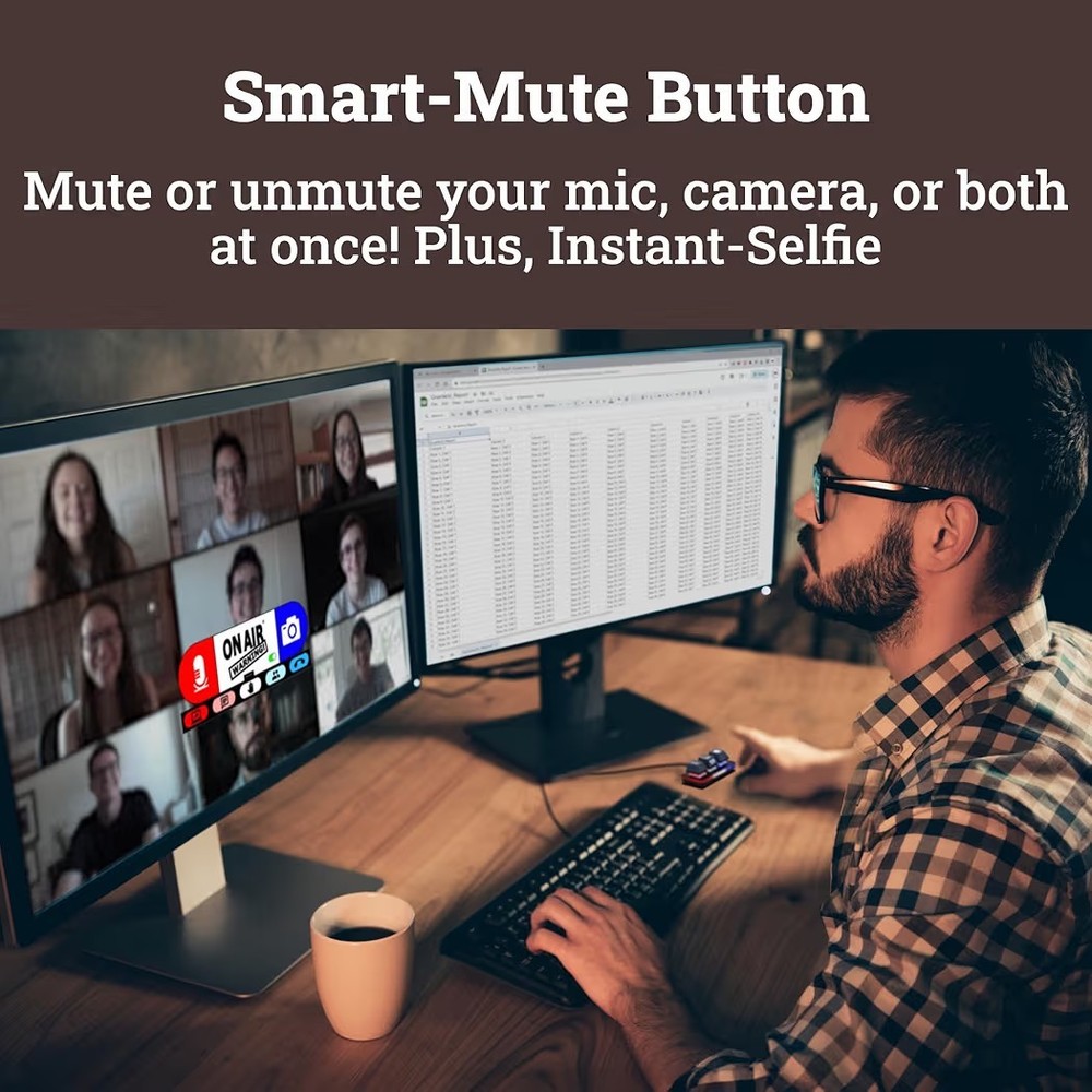 Mute Button USB Microphone, Cam Control Buttons, One-Touch, Mute Button with LED