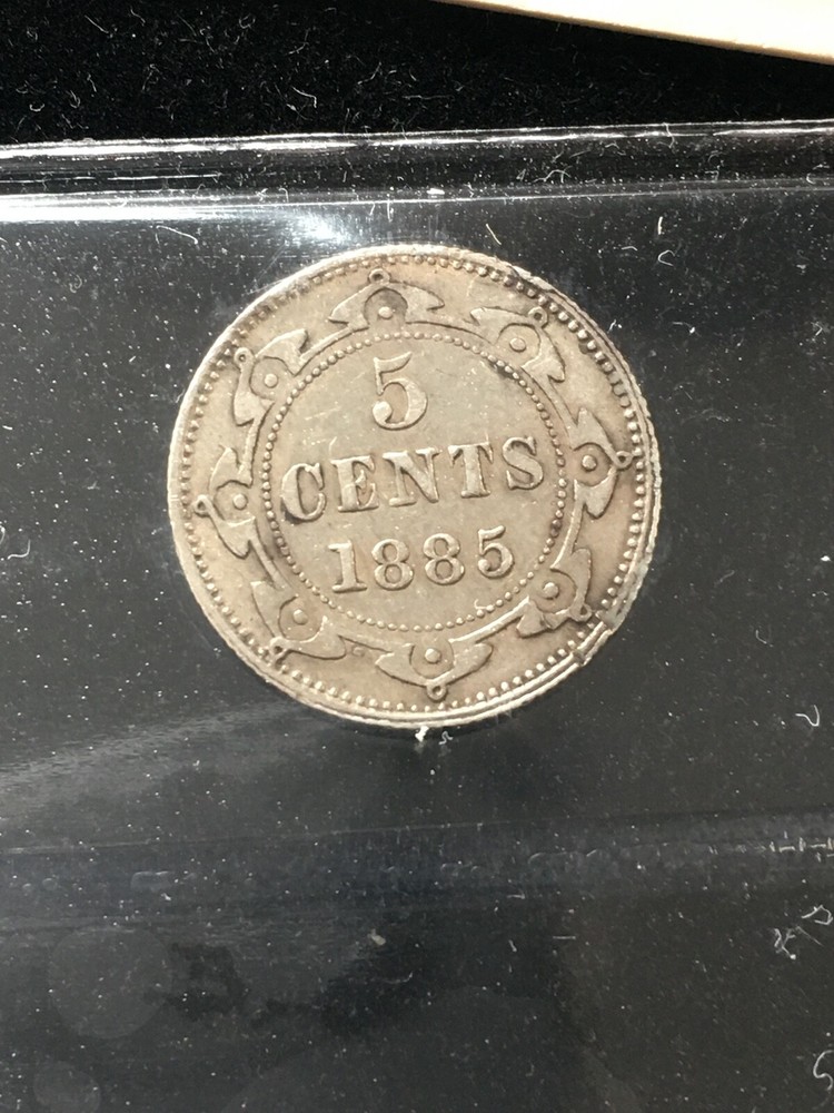 1885 ICCS Graded Newfoundland, ¢5 Cent, **VF-30 Edge Damage**