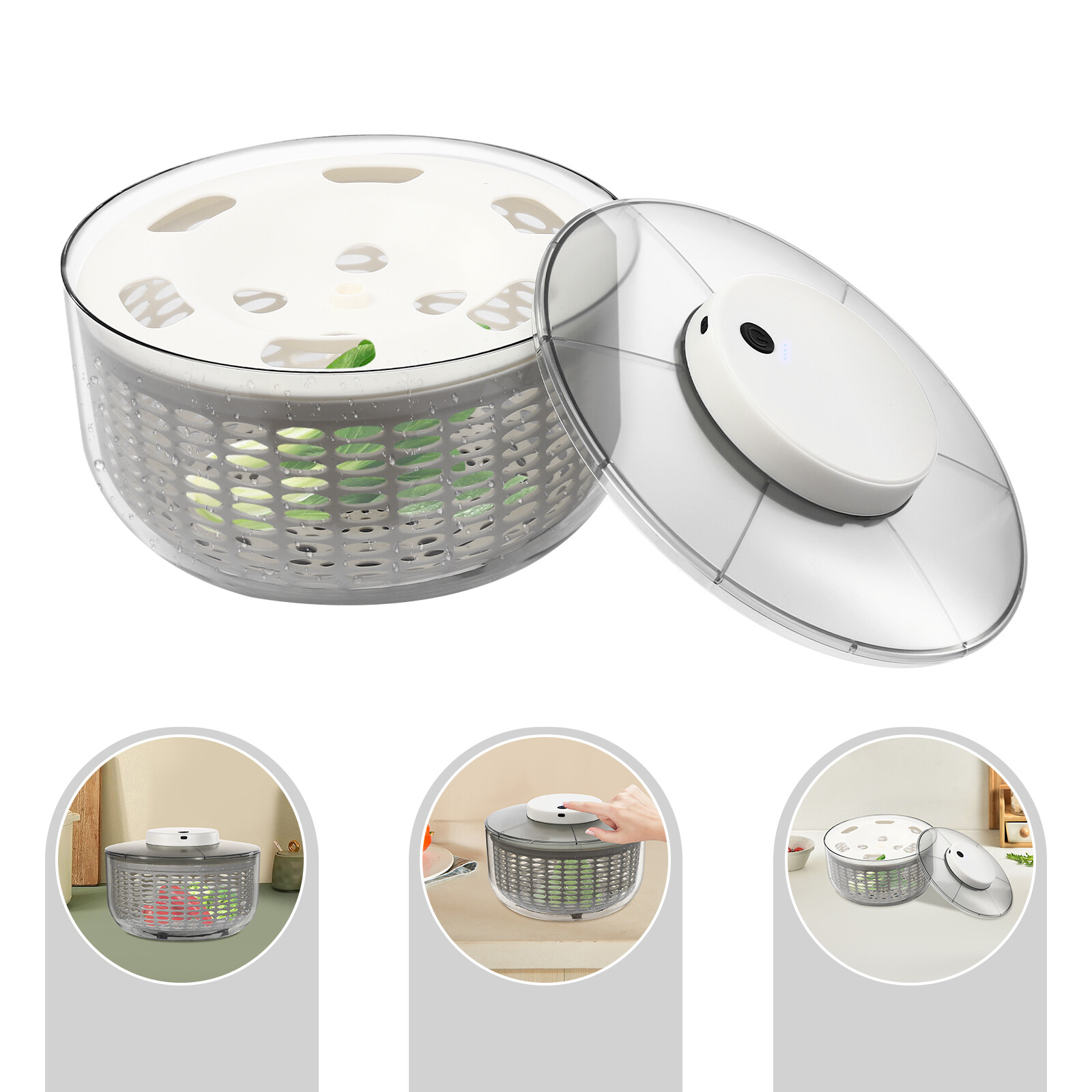 Electric Salad Spinner Large 6L Fruit Vegetable Washer Dryer Dehydrator Sale