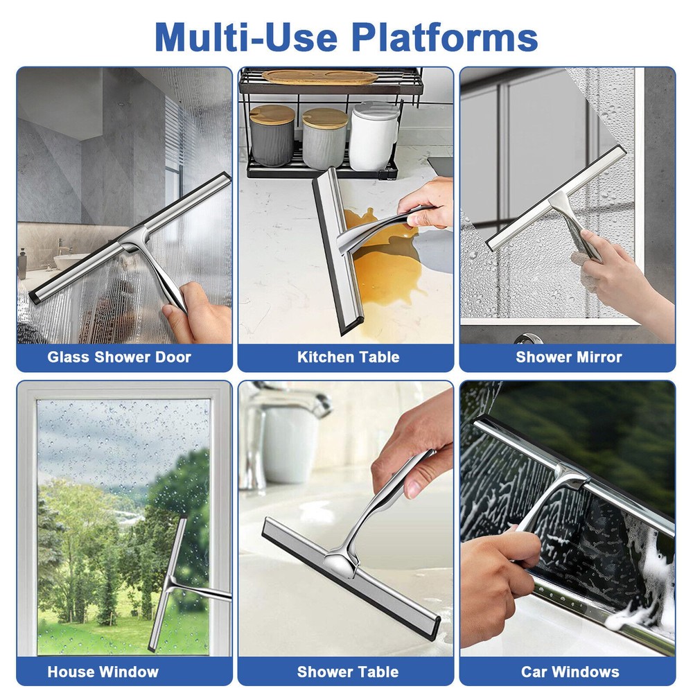 Glass Wiper Durable Replacement Squeegee Shower Cleaner Doors Bathroom Windows