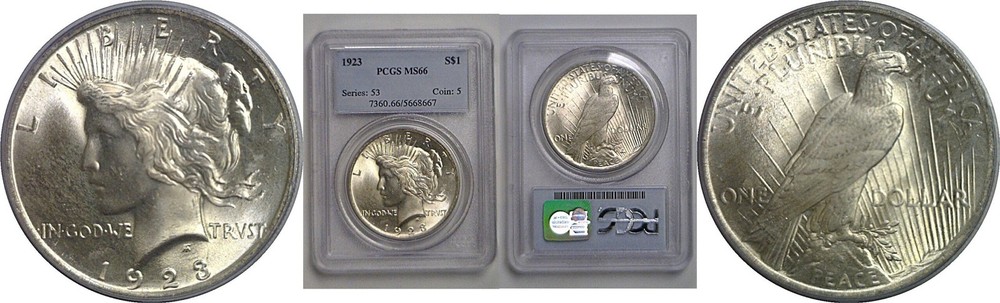 1923 Peace Dollar   PCGS MS-66