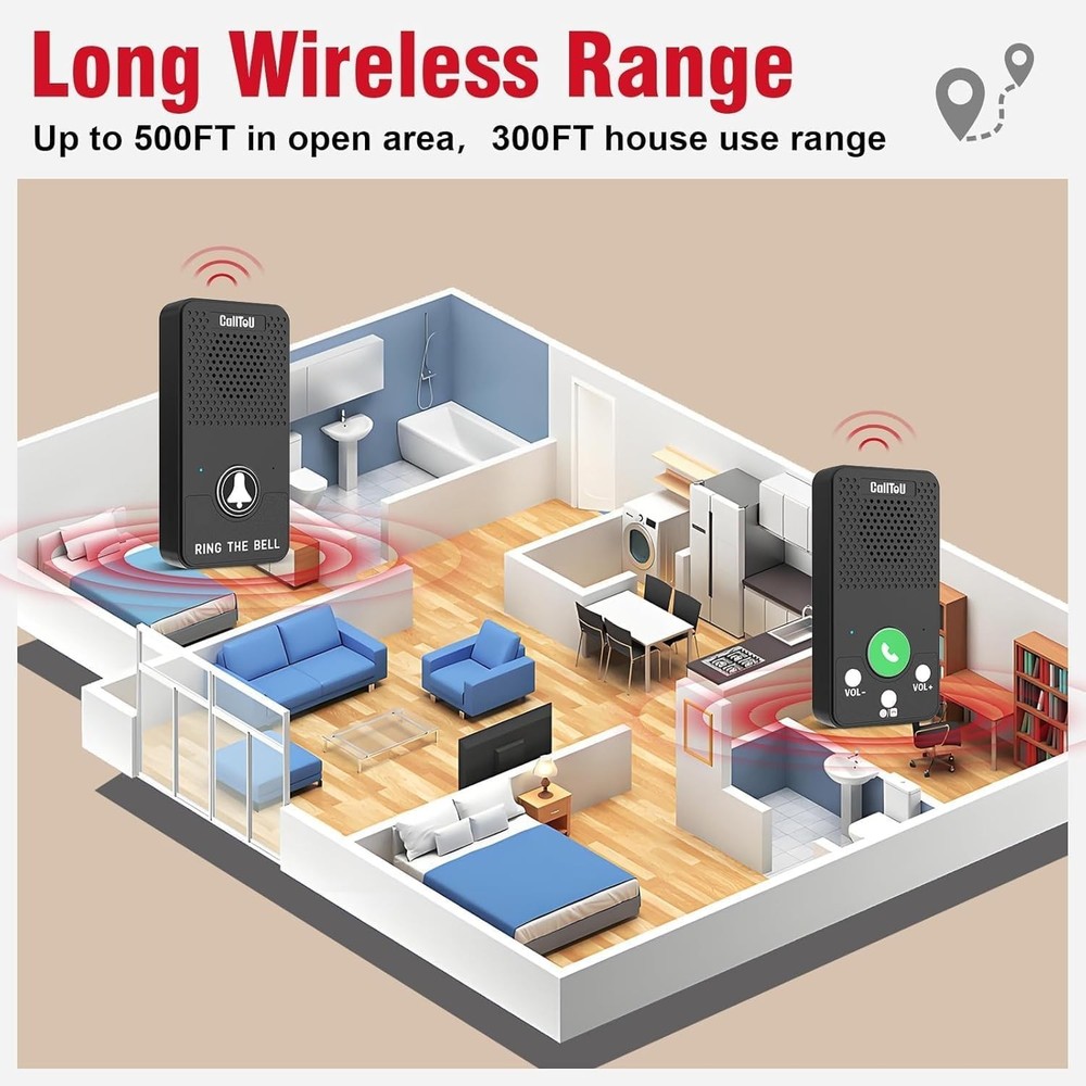 Wireless Intercom System for Home Caregivers - 500FT Range