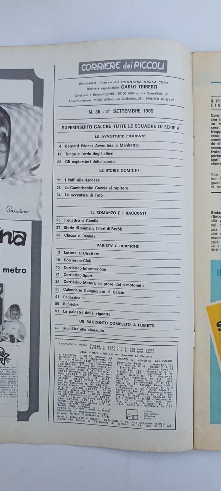 CORRIERE DEI PETITS N° 38 1969 WITHOUT INSERT