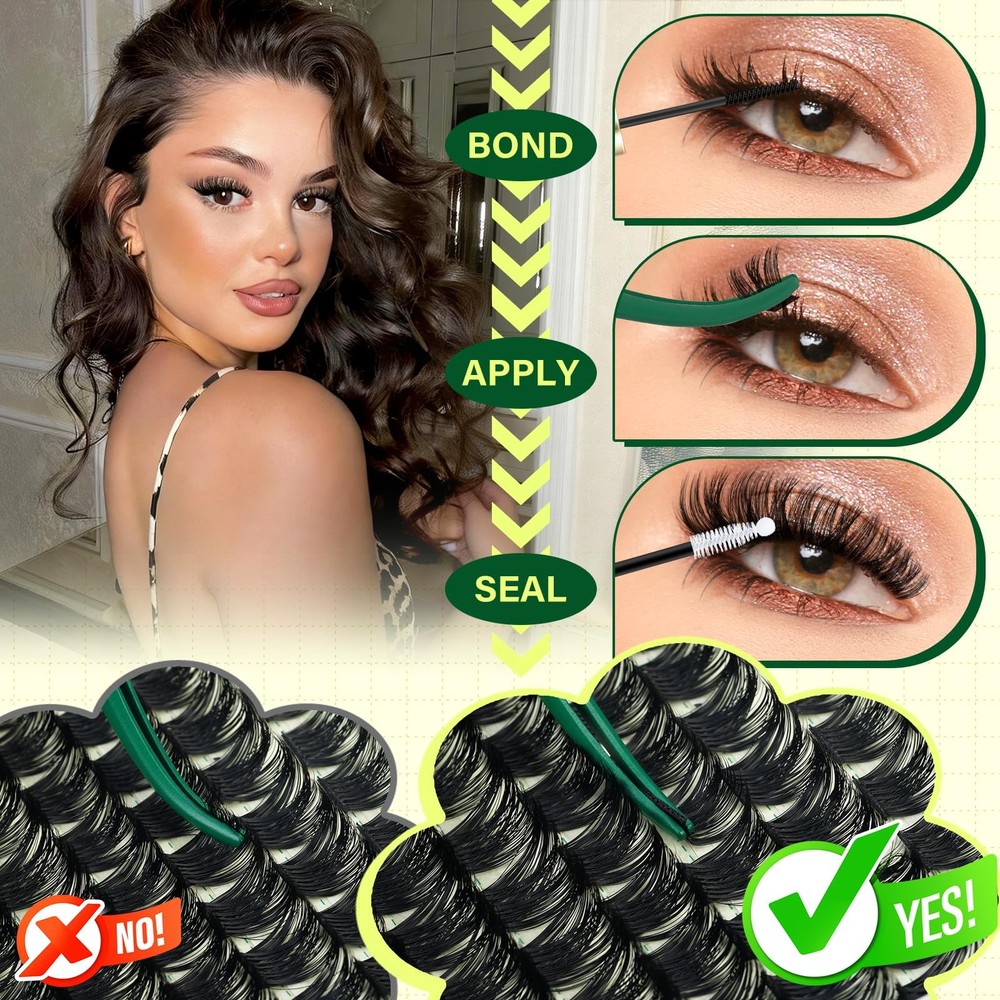 Lash Clusters Kit 144pcs Thick Volume D Curl Eyelash Clusters Lash Extension ...