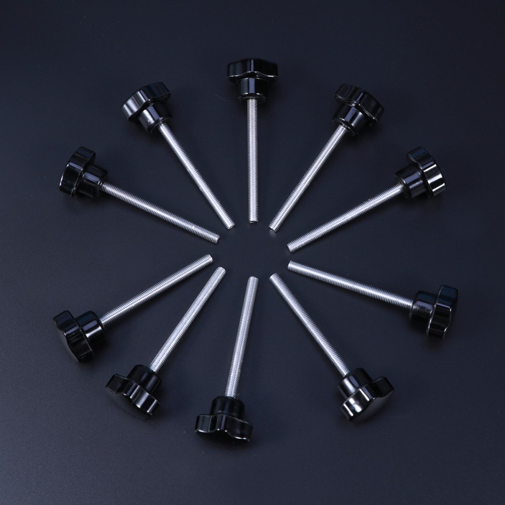 10 PCS M5x60 Hole Five Star Screw Grips Clamping Knobs (Black)