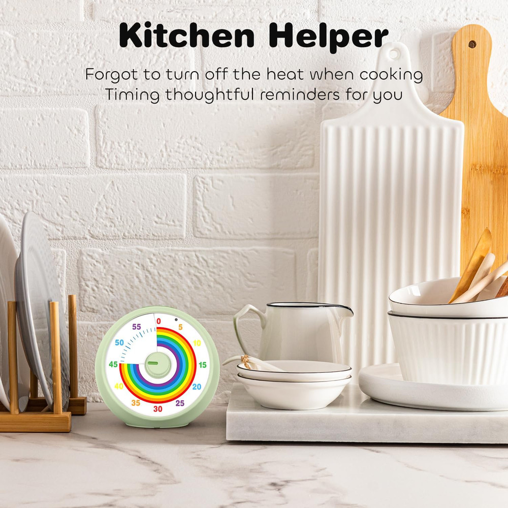 Visual Timer for Kids, 60-Minute Countdown Timer for Classroom Office Kitchen, D