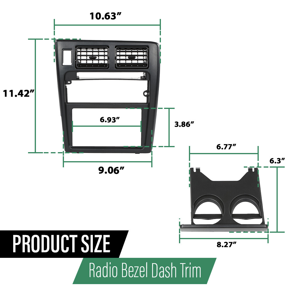 For 95-97 Toyota Tacoma Dash Center Air Vent Radio Bezel Trim Panel Cup Holder