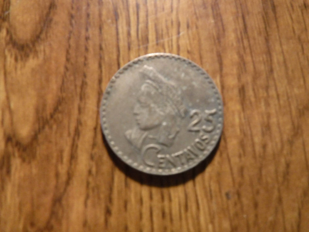 GUATEMALA 25 CENTAVOS 1968 COIN (331)