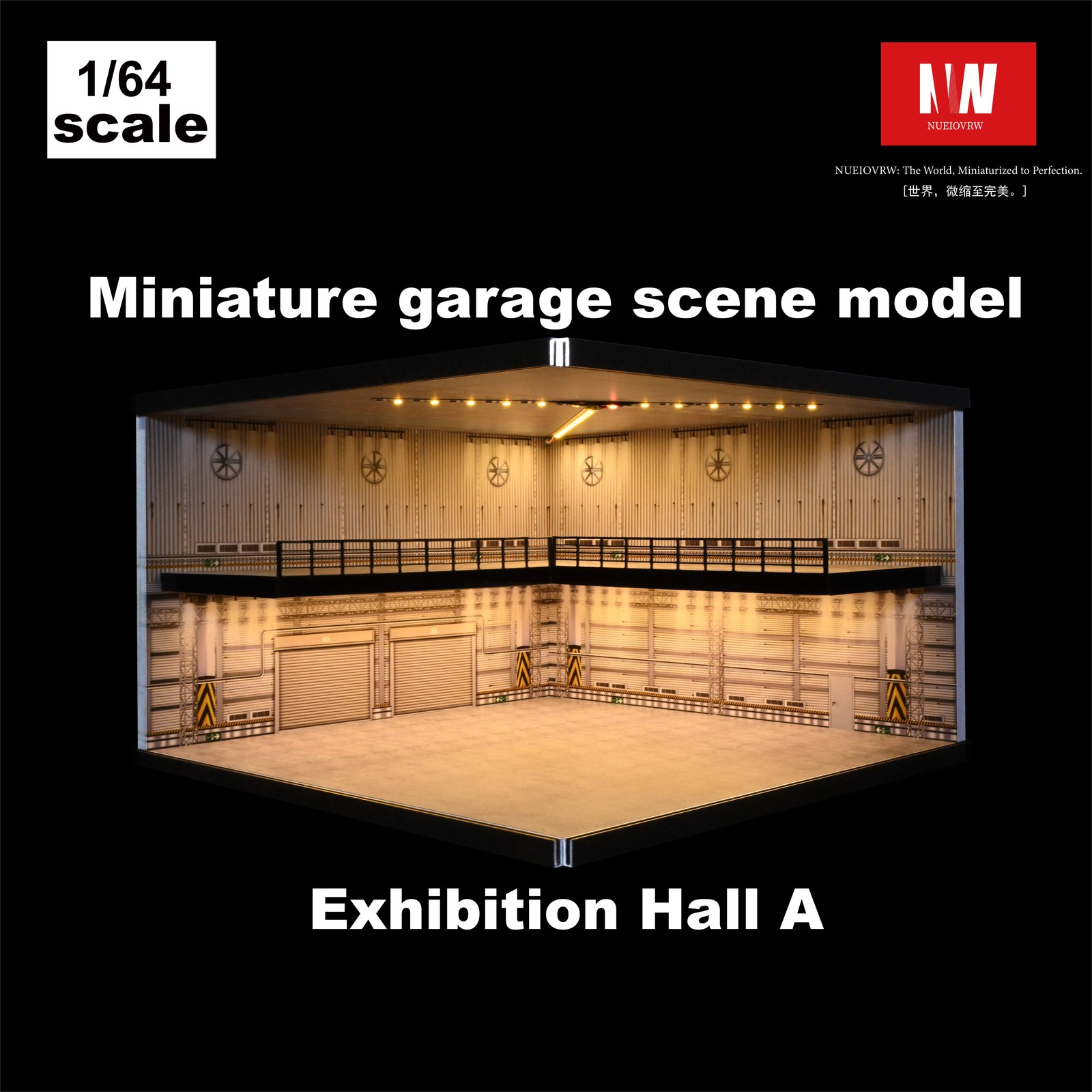 Diorama 1:64 Parking Lot Model LED Lighting Diecast Garage Model Display Case US