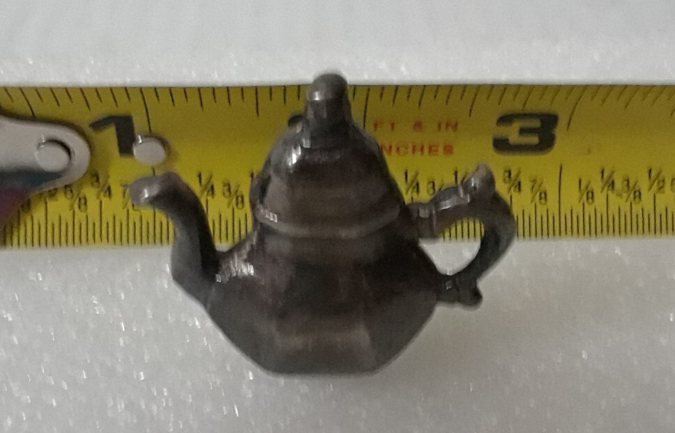 Heavy Vintage Silver-plate not marked Miniature Teapot 1.5 Inches Tall