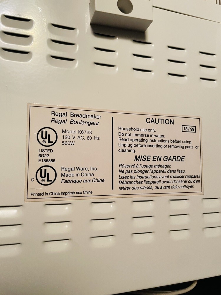 Regal Automatic Breadmaker Bread Machine K6723