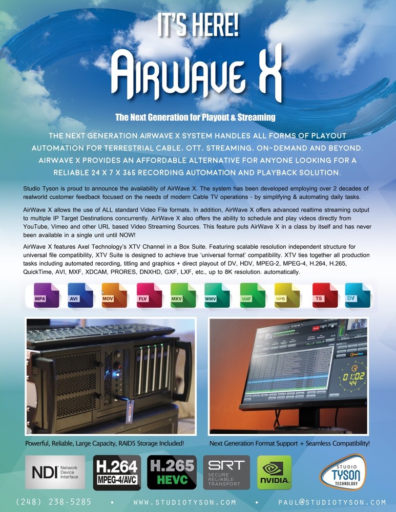 AirWave X Broadcast Video Playout Streaming Server w/ 8TB Local RAID-5 Storage