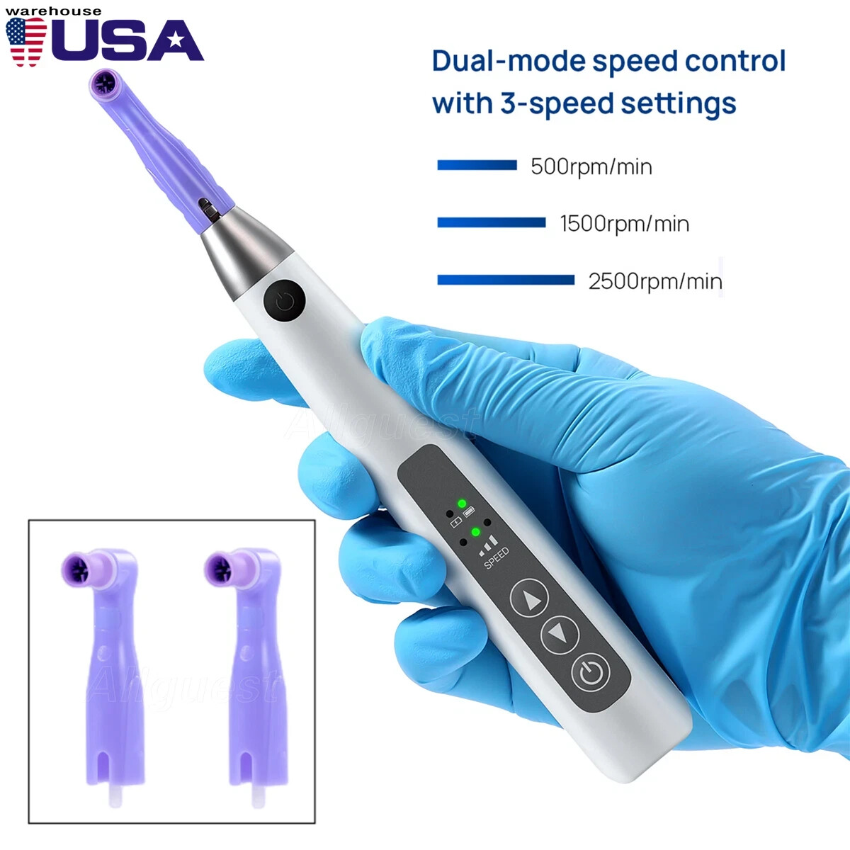 AZDENT Dental Cordless Hygiene Prophy Handpiece 360° Swivel+2 Prophy Angles USA