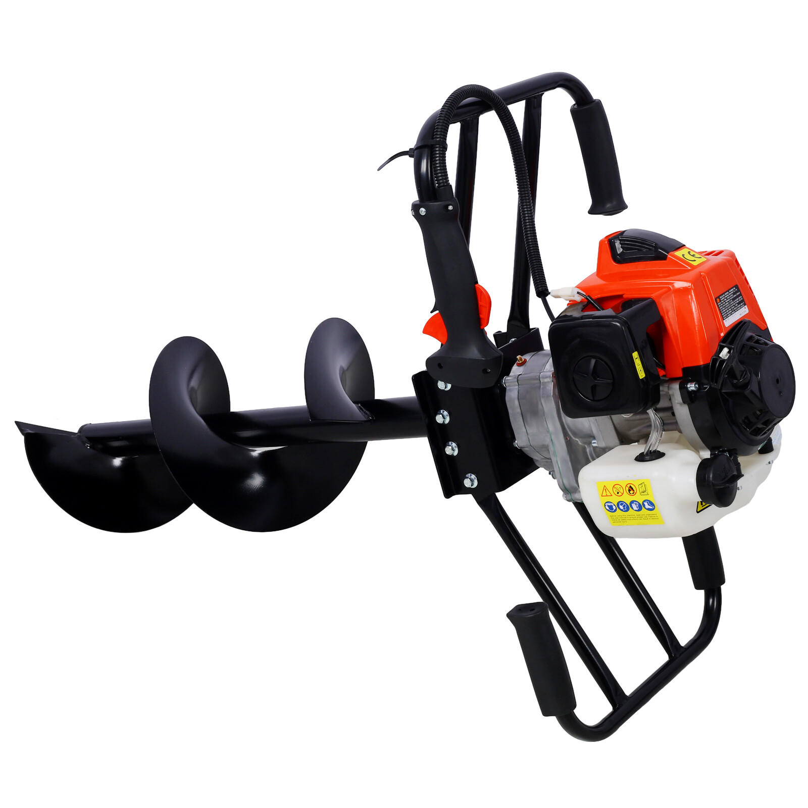 63cc Gas Powered Auger Post Hole Digger 2 Person Handle w/ 6" 10" Drill Bits