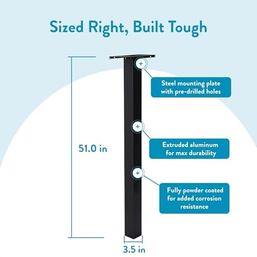 Brighton Aluminum Mailbox Post, Compatibility Code A, B, C, D, BP000BAM, Black