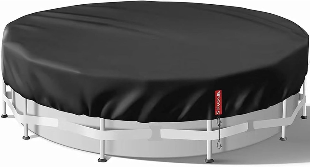 16Ft Round Solar Pool Cover Waterproof Heavy-Duty Polyester with Drawstring a...