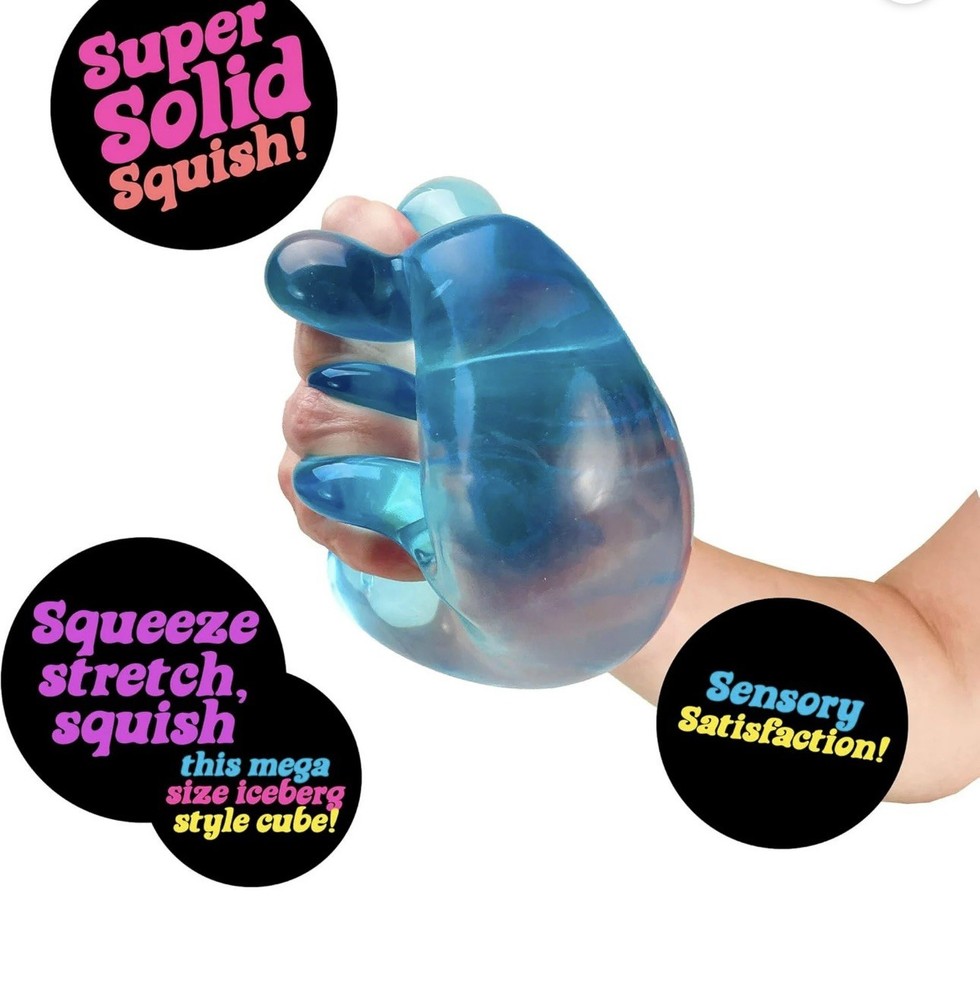 NeeDoh Nice Berg Blue XL Giant Nee Doh Niceberg Solid Squish Cube Ice Block