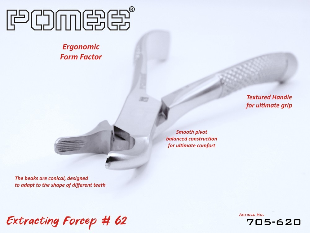 Pomee USA Extracting Forceps #62 Upper/Lower Incisor, Bicuspid & Primary Teeth